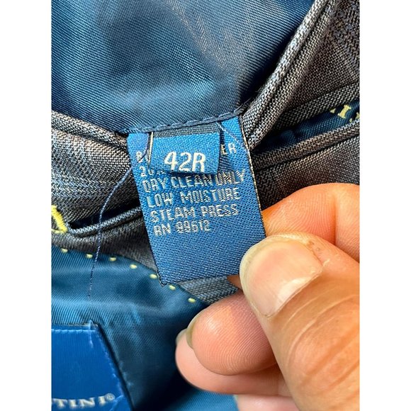 Giorgio Brutini Men Plaid Blazer Coat Single Breasted Long Sleeve Blue Size 42R - Picture 6 of 6